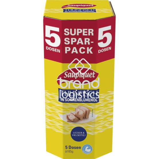 Saupiquet Thunfisch in Sonnenblumenöl 5er Super Spar-Pack 5×185 g