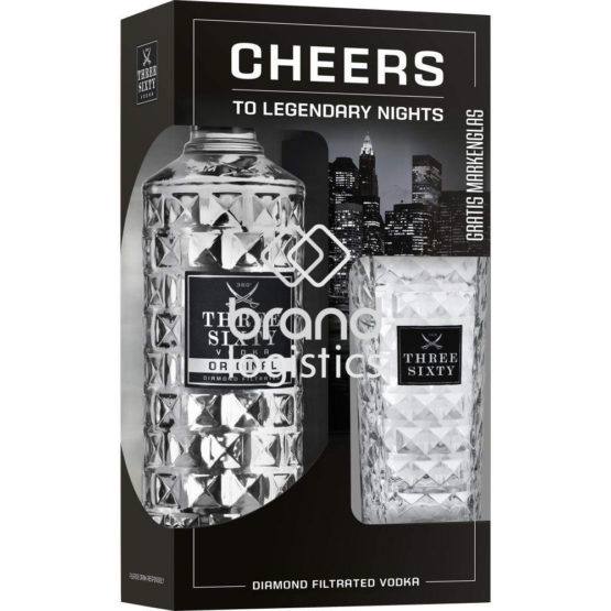 Three Sixty Vodka Original 0,7 l + gratis Three Sixty Longdrinkglas 0,3 l