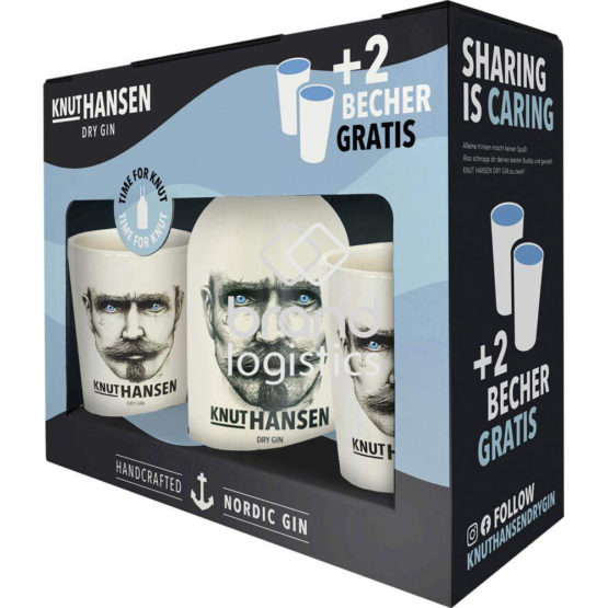 KNUT HANSEN Dry Gin 0,5 l + 2 Keramik Becher