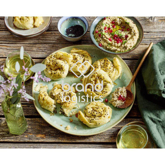 Spinat-Bärlauch-Börek mit Baba Ganoush (vegan)