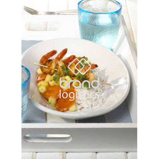 Garnelenspieße auf süß-saurem Apfel-Gemüse