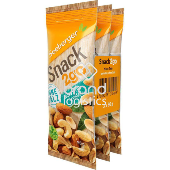 Seeberger Snack 2go Nuss-Trio geröstet ohne Salz Bundle 3×50 g