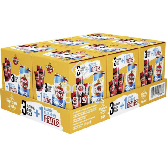 Havana Club & Cola 10% vol. 3 + 1 Havana Club & Spezi 10% gratis Tray 6x4x0,33 l