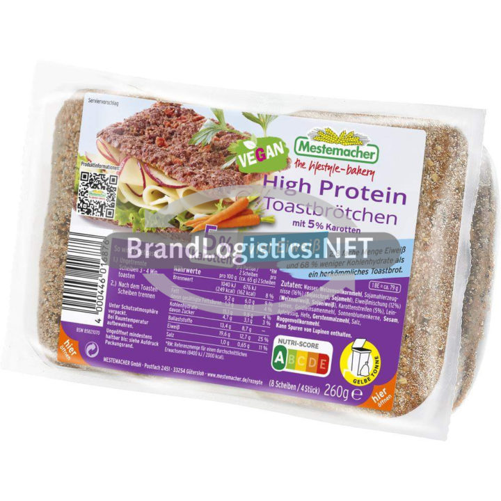 Mestemacher High Protein Toastbrötchen mit 5% Karotten 260 g
