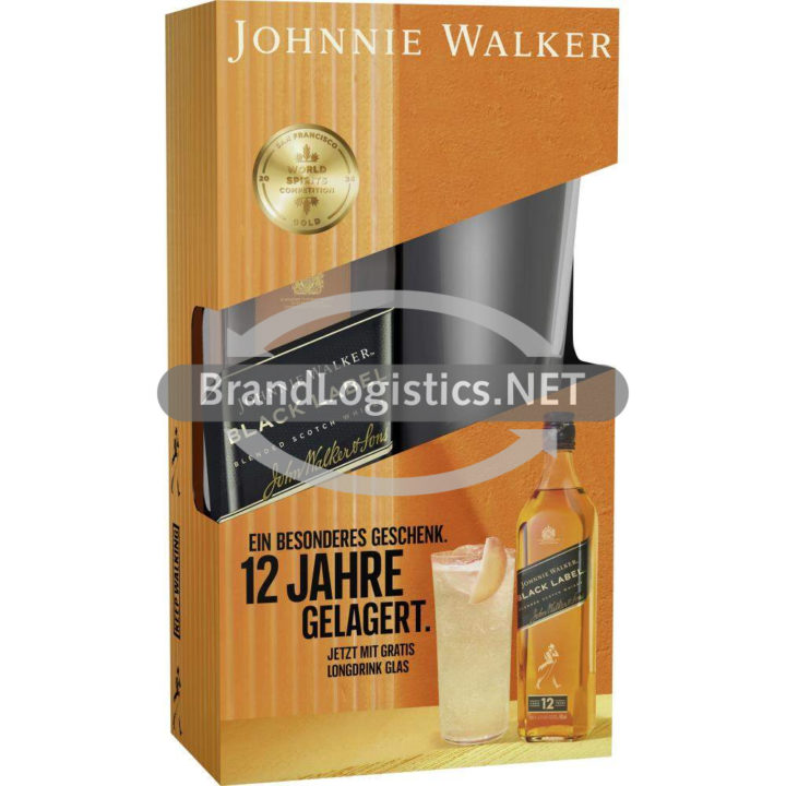 Johnnie Walker Black 12Y mit Highball 40% Vol. 0,7 l