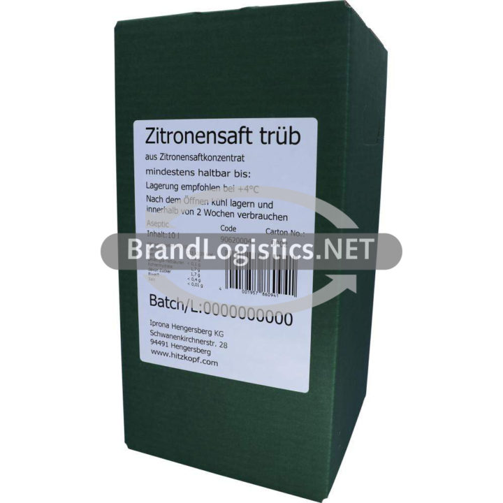 Zitronensaft aus Zitronensaftkonzentrat 100% Fruchtgehalt 10 l Bag-in-Box