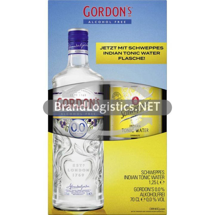 Gordon’s 0,0 % 0,7 l mit Schweppes Tonic 1,25 l