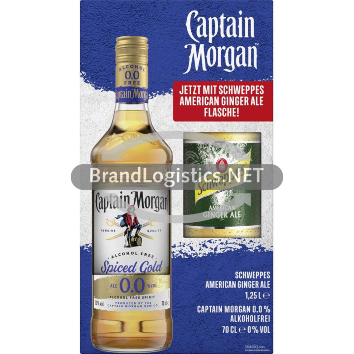 Captain Morgan Spiced Gold 0,0 % Vol. 0,7 l mit Schweppes Ginger Ale 1,25 l