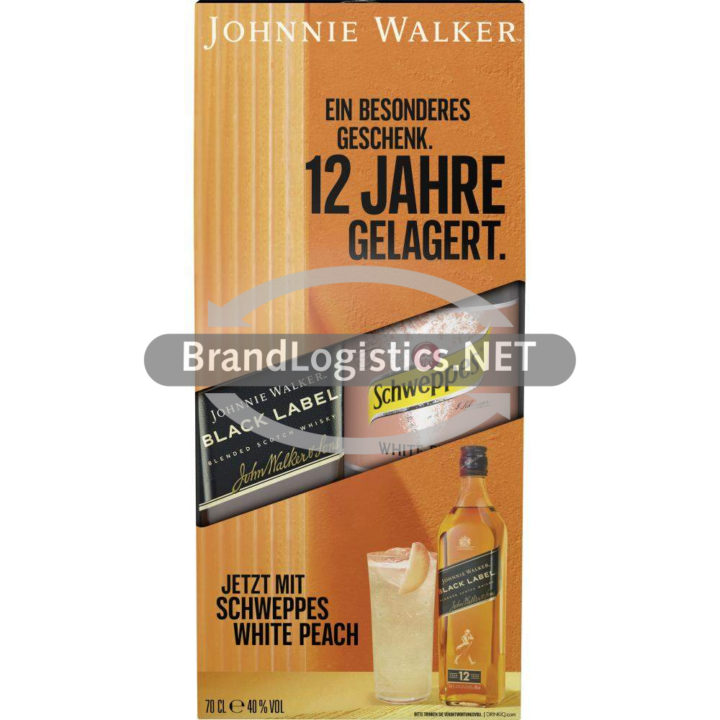 Johnnie Walker Black Label 12Y 40 % Vol. 0,7 l mit Schweppes white Peach 1,25 l