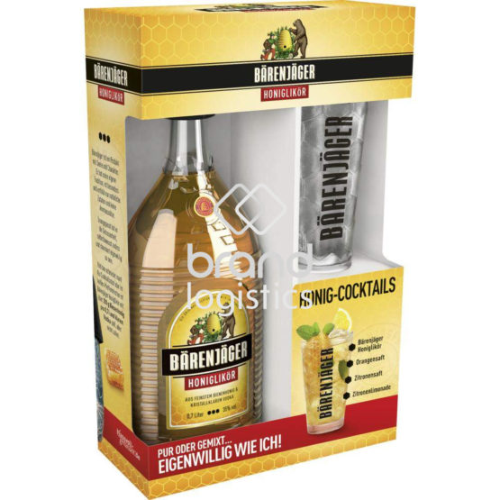 Bärenjäger Honiglikör 35% vol. 0,7 l + Glas