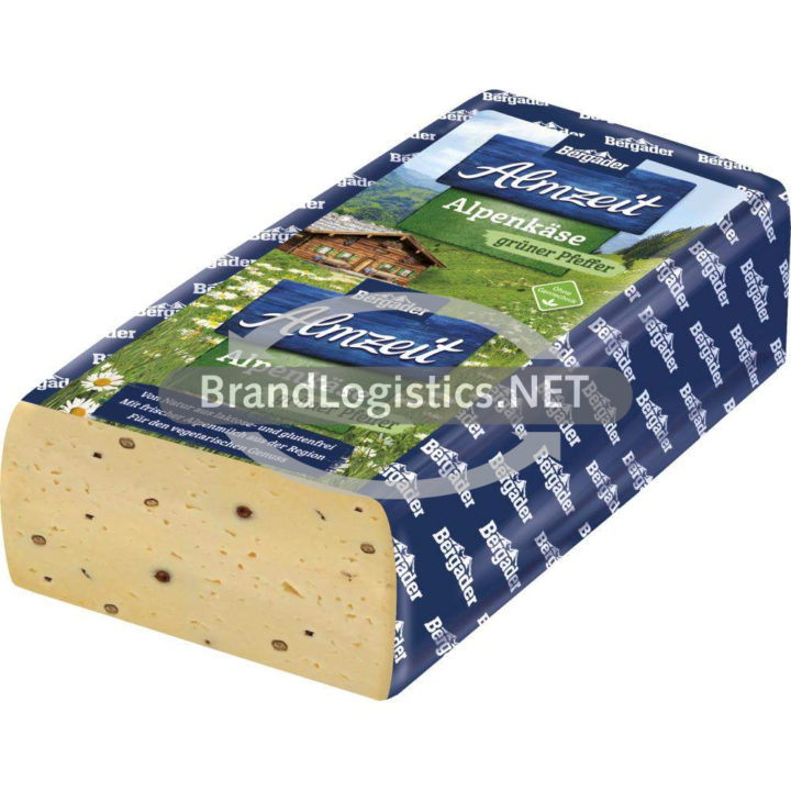 Bergader Almzeit Alpenkäse grüner Pfeffer Brot 45% Vollfettstufe ca. 1,6 kg
