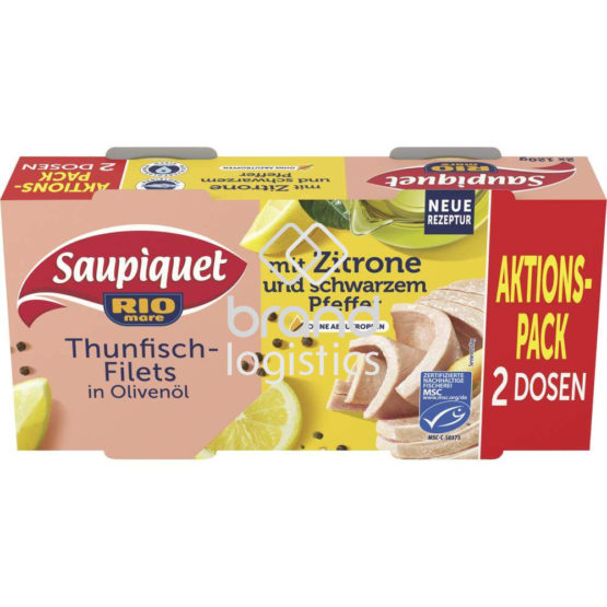 Saupiquet Rio Mare Thunfisch-Filets in Olivenöl mit Zitrone und schwarzem Pfeffer MSC 2×120 g
