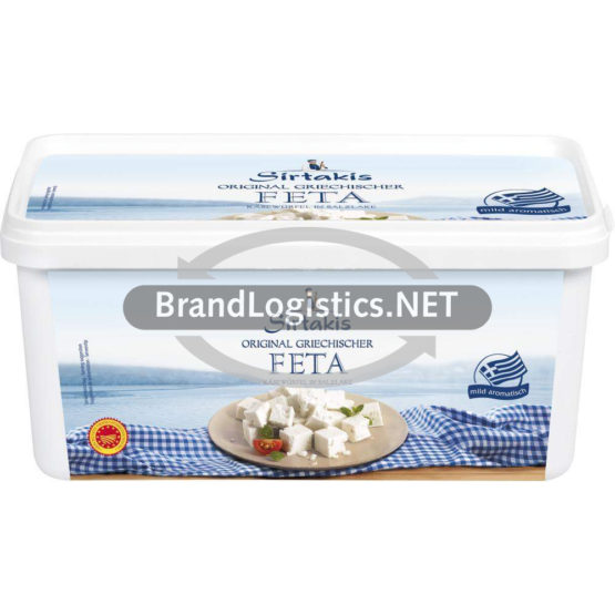 Sirtakis Griechischer FETA gewürfelt in Salzlake 43 % Fett i.Tr. 1,8 kg