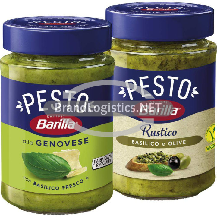 Barilla Pesto alla Genovese 190 g und Pesto Rustico Basilico & Olive 200 g