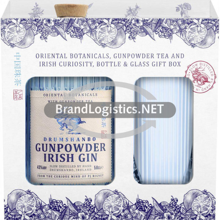 Drumshanbo Gunpowder Irish Gin 43% vol. Geschenkbox 0,5 l + Glas