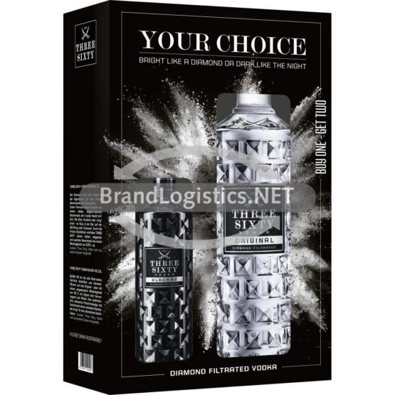 Three Sixty Vodka 37,5% vol. 0,7 l + Three Sixty Vodka Black 42% vol. 0,5 l