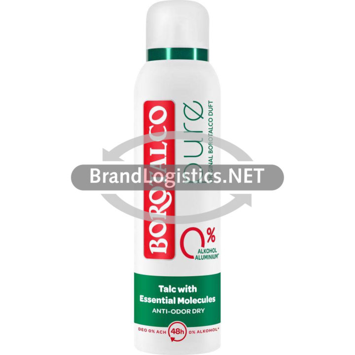 Borotalco Deo Spray Pure – 0% Alkohol & Aluminium – Original Borotalco Duft 150 ml